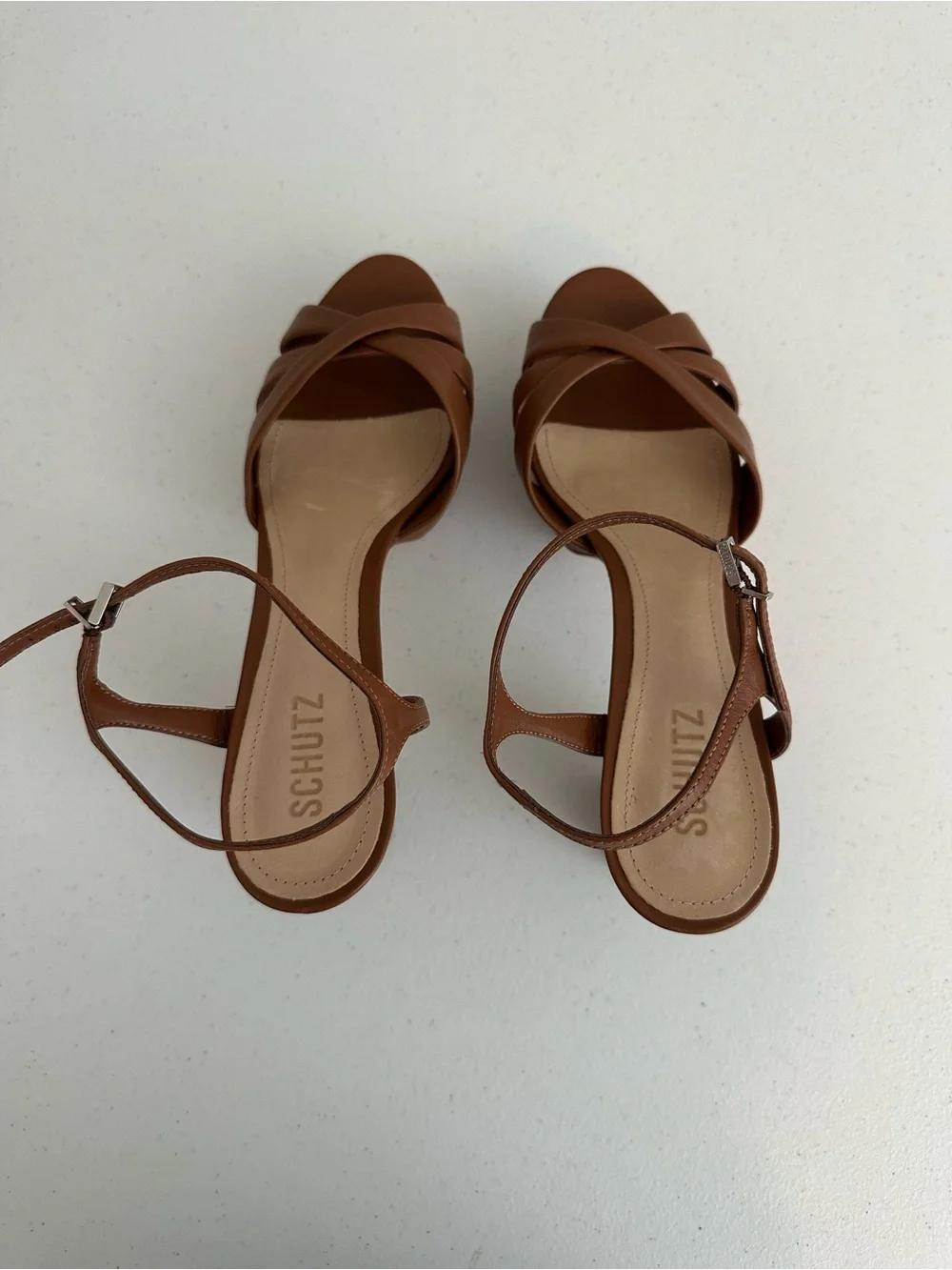 NWOT Women’s Schutz 11 Keefa Dark Tan Platform Sandals‎